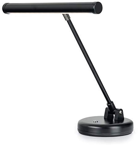 Showlite PL-1-BK-KW LED Klavierleuchte - Klavierlampe mit 15 LEDs - kaltweißes Licht in 2 Stufen - 36 cm Höhe - Betrieb per USB, Netzstrom oder Batterie - schwarz