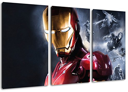 Marvel Helden 3-Teilig auf Leinwand, XXL riesige Bilder fertig gerahmt mit Keilrahmen, Kunstdruck auf Wandbild mit Rahmen