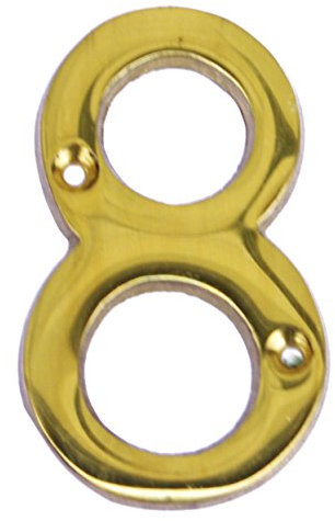 MASIDEF Home System DY22008M Numero Civico 8, Altezza 8 cm, in Ottone Lucido