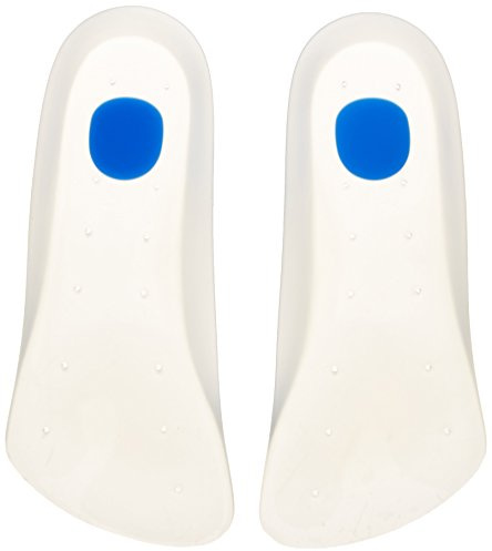 Pair of 3/4 Length Medial Grade Silicone Insoles Pressure Relief and Shock Absorption for Heel Pad, Heel Spur and Ball of Foot Pain Cushioning and Pain Relief for Sore Swollen Feet Arch Support