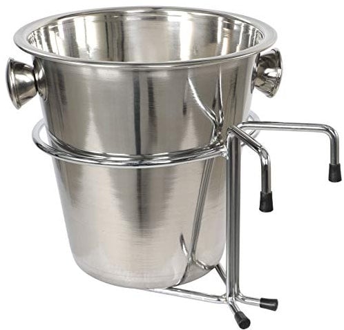 Getränke-Kühler für Champagner, Wein Sekt Flaschen Tisch mit Halterung/Eiswürfelbehälter aus Edelstahl für den Strandkorb Farbe: Silber