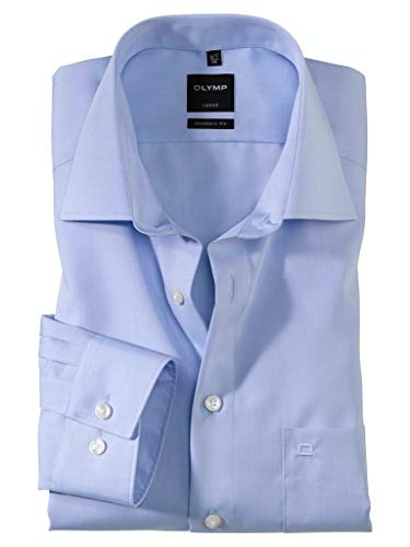 OLYMP Luxor modern fit Hemd Langarm New Kent Kragen Chambray hellblau