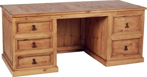 MiaMöbel Schreibtisch Mexico Möbel 180x74x80 cm Landhausstil Massivholz Pinie Honig