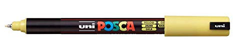 Uni Posca Marker 1.M.R-PC, Glas, Extra Feine Spitze, 0,7 mm, Gelb