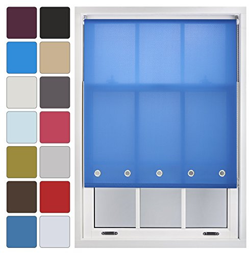FURNISHED Daylight Roller Blind with Eyelets Made to Measure, Blue, Up to 120W x 165H cm