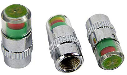 Hyfive Tyre Pressure Monitor Caps Indicators 4 Caps 32PSI 3 Colour Gauge Air Valve