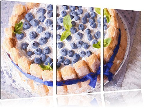 Blueberry Pie Photo sur toile 3 pièces | taille: 120x80 cm| Peinture murale | Art Print | prêt couvert