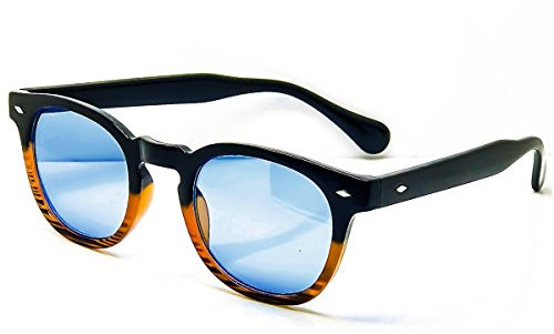 KISS DEPP Sonnenbrille für Herren und Damen – Moscot Vintage Stil der 70er Johnny Depp Captain Jack – Ikonische Rechteckige Fassung mit Metallnieten – Mehrfarbige UV400 Gläser für Elegante Looks