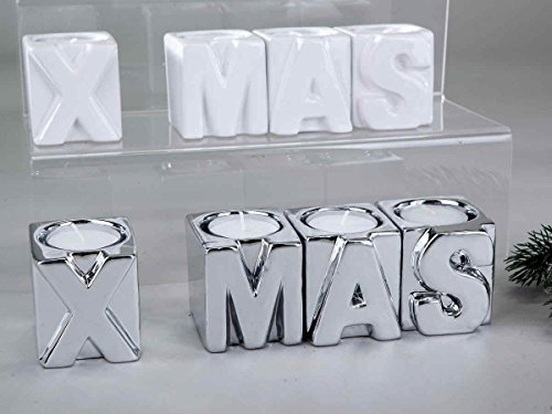 Formano Leuchtersatz 4tlg. X - MAS 6 x 6cm silber oder weiss sortiert