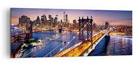 Bilder auf Leinwand Usa amerika new york manhattan Leinwandbild 140x50cm Wandbilder Dekoration Wohnzimmer Schlafzimmer Groß XXL Wanddeko Bild Wand Kunstdruck Art Wall Decor Canvas AB140x50-2820