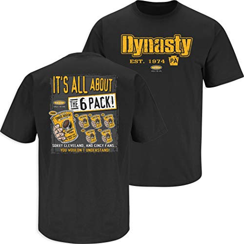 Pittsburgh Football Fans. Dynasty EST. 1974 T-Shirt, Schwarz, Größe M