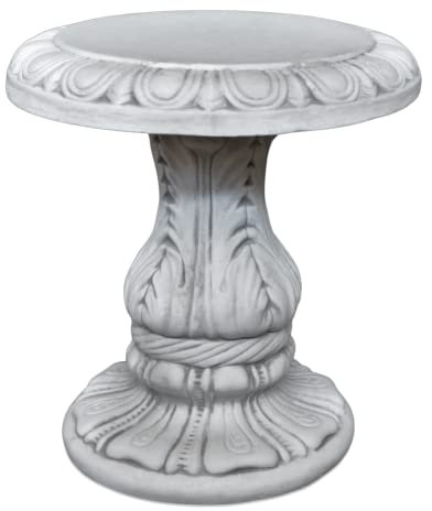 gartendekoparadies.de Runder Hocker Gartenstuhl, H. 47 cm, 43 kg, Grau, frostsicher aus Steinguss für Außenbereich