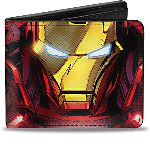 Buckle Down Unisex's Marvel Avengers Wallet Iron Man Face + Chest Arc Reactor C Bi-Fold