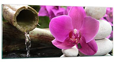 Quadri Moderni Soggiorno Orchidea Bambù decorazione spa Quadro su Vetro 120x50cm Stampe da Parete in Vetro Camera da Letto Cucina 1 pezzo Wall Art Grandi Decorazione Murale Immagini GAB120x50-2666