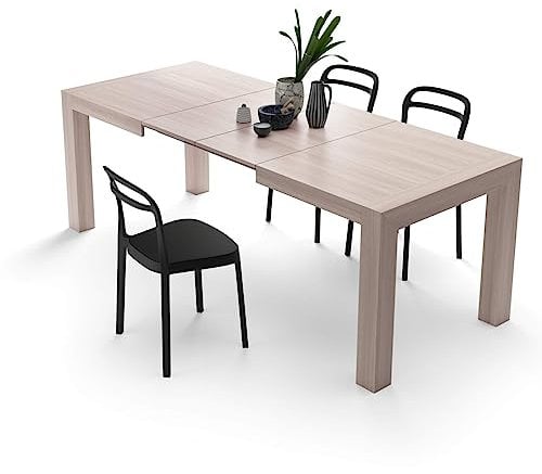 Mobili Fiver, Moderner Ausziehtisch, Iacopo, 140 (220) x90 cm, Ulmo Pearl, für 6-10 Personen, Küchentisch, Wohnzimmer, hergestellt in Italien