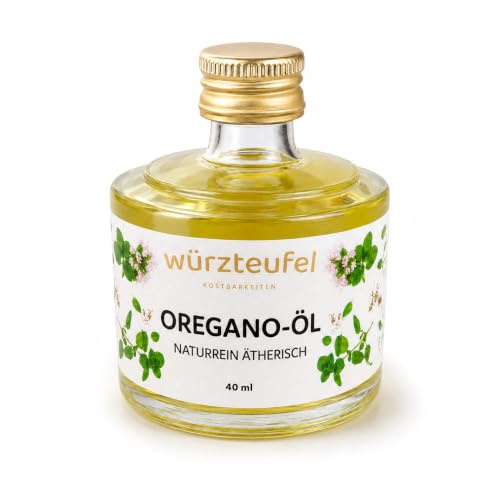 Oregano-Öl, Oreganum, Oreganoöl. Naturrein, ätherisch. Glasflasche 40 ml. | Carvacrol Gehalt 72,5%
