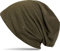 styleBREAKER Damen Beanie Mütze mit edler Strass-Nieten Applikation, Longbeanie Slouch 04024037, Farbe:Oliv