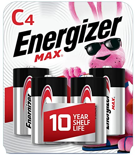 Energizer 30039800039768 Max C Batteries, Premium Alkaline C Cell Batteries (4 Battery Count), Silver