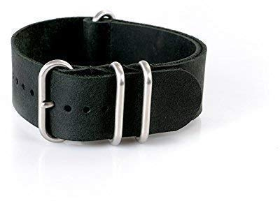 Vk von Buran01.com Uhrenarmband Zulu Leder NATO schwarz/Back 18mm Watch Strap