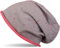styleBREAKER Unisex Stoff Beanie Mütze mit Vintage Löcher und Rollrand im Destroyed Used Look, Longbeanie 04024052, Farbe:Grau-Koralle