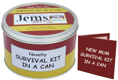 Mummy To Be Survival Kit in a Can – Funny New Mum Gift – Novelty Gift Set for Expecting Mothers – Unique Keepsake Present for Pregnancy or Baby Shower – Packed with Fun (Red/Yellow)