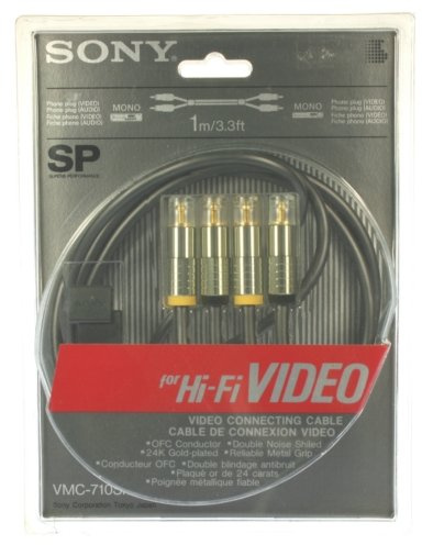 Cable RCA Mono-Mono OFC Chapado en Oro. Señal de Video y señal Mono de Audio, 1 Metro - SONY - Mod.VMC-710SP