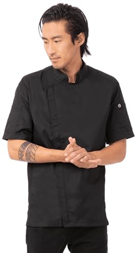 Chef Works Herren Springfield Kochmantel Kochjacke, Schwarz, X-Small