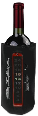 Vin Bouquet FIE 108 - Funda enfriadora con Termómetro de Velcro, Cubierta Enfriadora Gel, Velcro Ajustable, Ideal para Conservar el Vino