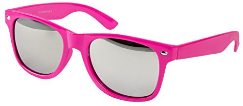 Ciffre EL-Sunprotect® Sonnenbrille Nerdbrille Brille Nerd Silber Voll Verspiegelt Pink UV400