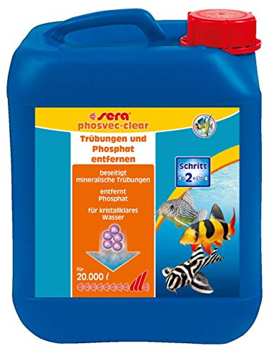 sera phosvec.Clear 5.000 ml | Entfernt Sofort Trübungen & Phosphat im Aquarium | Gegen Algen & Schmutz | Für Kristallklares Aquarienwasser | Wasseraufbereiter Süßwasser & Meerwasser