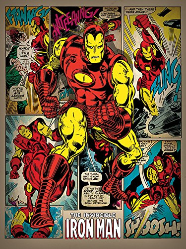 Iron Man Marvel Retro Canvas Print, Multi-Colour, 60 x 80 cm