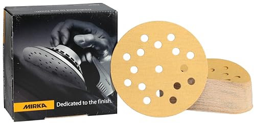 Mirka Gold Universal-Schleifpapier Ø 125mm Klett 17-Loch, Korn P120, 50 Stk/Zum Schleifen von Gips, Spachtel, Spanplatten, Holz, Lack