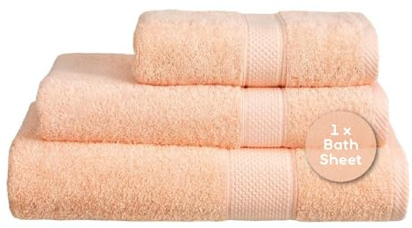 Linens Limited - Large Towels, Bath Sheets for the Bath or Shower, Turkish Cotton, Soft and Luxurious, Super Absorbent, Machine Washable (Peach)