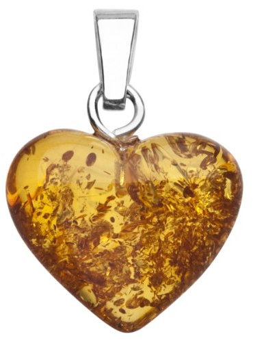 InCollections Damen-Anhänger 925/000 Silberschlaufe mit Bernstein-Herz 0614400050570