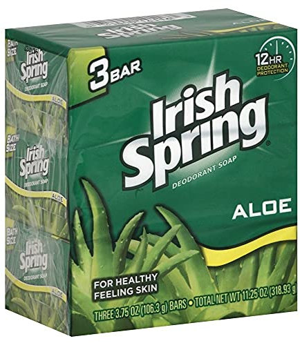 Irish Spring Deodorant Soap, Aloe, Bath Size 3 - 3.75 oz (106.3 g) bars [11.25 oz (318.93 g)] by Irish Spring