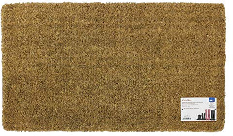 JVL Plain Natural 100% Coir Entrance Door Mat, 45 x 75 cm