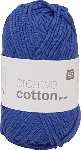 Rico Design Creative Cotton aran 50 g ca. 85 m Wolle Wollschnur Häkelwolle Häkeln Basteln Knäuel Royal