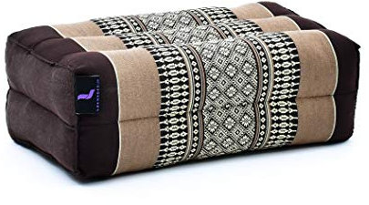Leewadee Meditationskissen Yogakissen Block Zubehör Klotz Kissen Ökologisches Naturprodukt Thaikissen Nackenkissen, Kapok, 35 x 18 x 12 cm, Braun