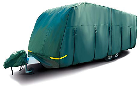 Maypole Wohnwagen Schutzhülle 680 cm – 740 cm Länge, 4-lagig atmungsaktiv, wasserabweisend, grün