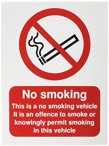 SIGNSLAB PH05104S Safety Sign This Is A No Smoking Vehicle, Self-Adhesive, 100 mm x 75 mm