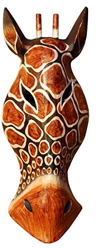 Wogeka Schöne 30 cm Giraffe Maske Holz Tier Zebra Antilope Afrika Maske51