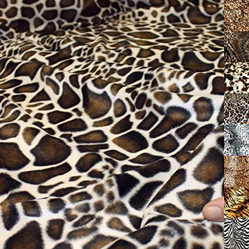 TOLKO 50cm Kunstfell Meterware | robustes Fellimitat für Kunstfelldecke Stuhlauflage Bezug Polsterstoff Kostüm Jacke Rock Fellstoff Kunstpelz Stoff zum Nähen Polstern Beziehen (Giraffe)