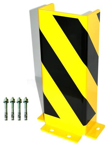 Rammschutz SET (4 Stück) 400x82x165x82x6 mm, U-Profil, inkl. 16 x Einschlagdübel, Marke: Szagato (Anfahrschutz Regalschutz Rammschutzecke Made in Germany)