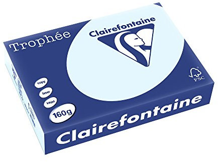 Clairefontaine 2633C - Ries Druckerpapier / Kopierpapier Trophee, intensive Farben, DIN A4, 160g, 250 Blatt, Hellblau, 1 Ries