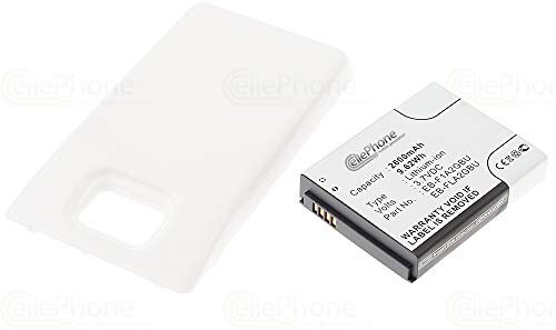 cellePhone Batterie Li-ION Compatible avec Samsung Galaxy S2 (GT-I9100) - Blanche (Remplacement pour EB-F1A2G) - 2600mAh (Fat)