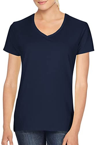 Gildan Ladies Soft Style Short Sleeve V-Neck T-Shirt (S) (Navy)