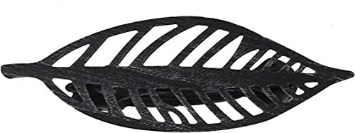 Embrasses, Pinces à Rideaux Décoration en Métal, Modèle Feuille, Couleur Noir et Argent, 2 Pièces