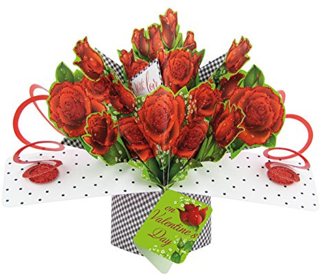 With Love On Valentine's Day Pop-Up Roses Greeting Card 3D Pop Up Cards