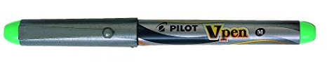 Pilot VPen Disposable Fountain Pen Silver Barrel 0.58 mm Tip - Green, Single Pen