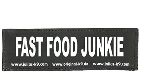 Interchangeable Patches, 1 pair, FAST FOOD JUNKIE, Size: Small, Black